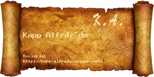 Kapp Alfréda névjegykártya